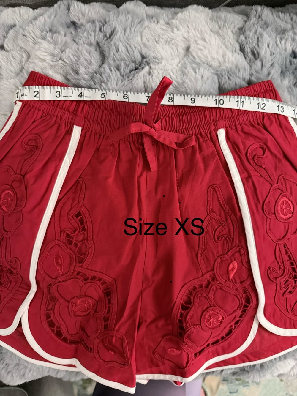 NWT adidas Originals x ASOS cutwork sprinter shorts in red - Picture 7 of 10
